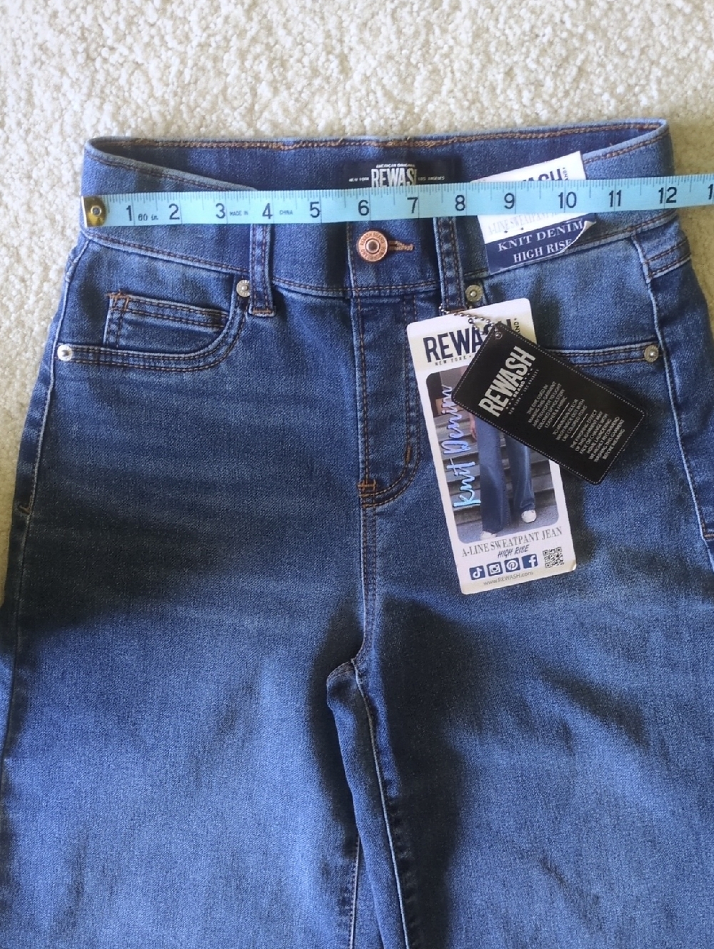 Rewash Wide Leg Jeans in Dark Blue Denim (Refer To Measurements In Pictures) - Picture 5 of 9